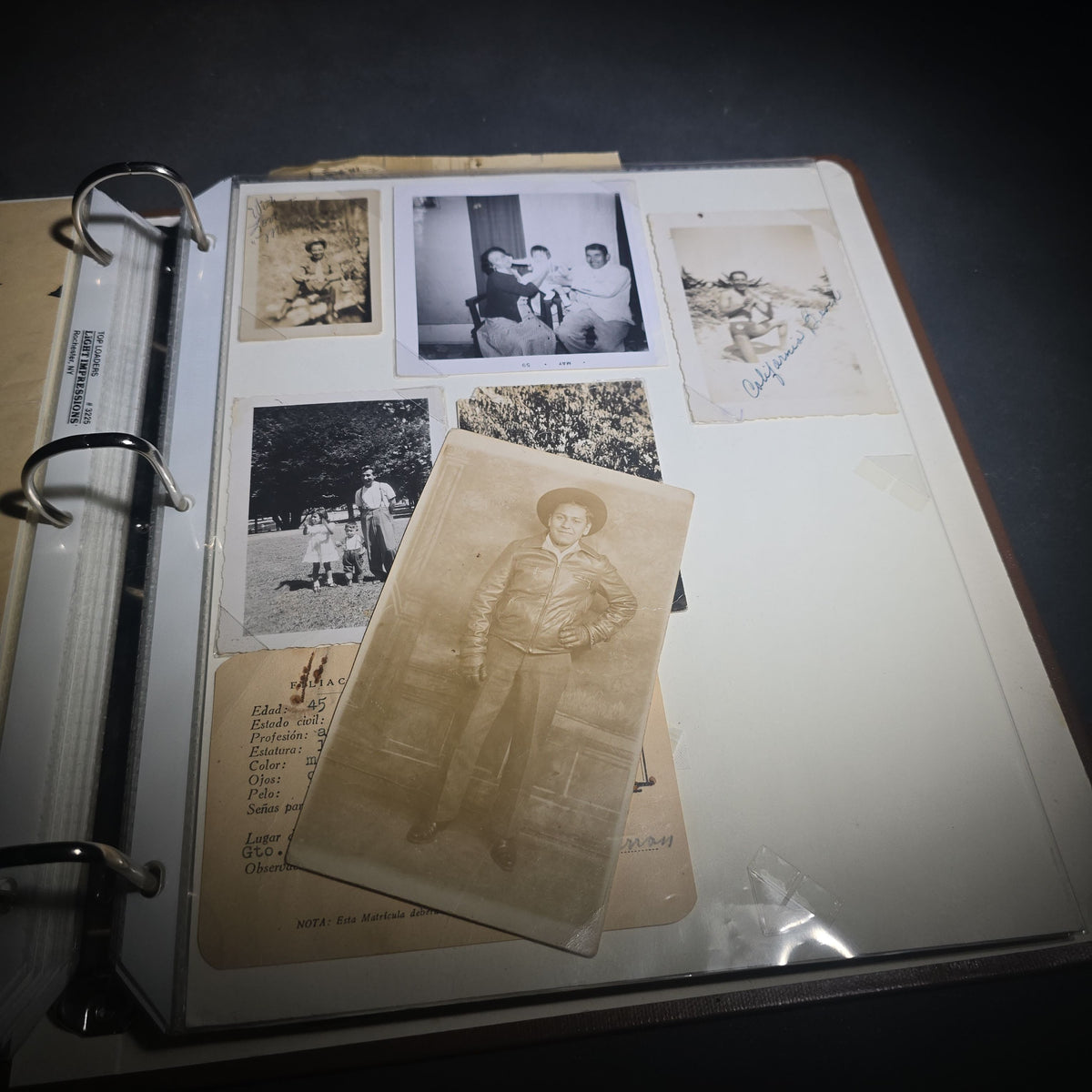 Vintage Mexican-American Family Photo Album and Scrapbook, Barron and Lira Families, Caldwell, Texas, Circa 1930s-1950s, Including Photographs, Marriage Certificate, Newspaper Clippings, and Ephemera