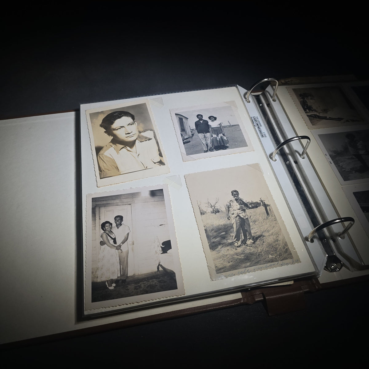 Vintage Mexican-American Family Photo Album and Scrapbook, Barron and Lira Families, Caldwell, Texas, Circa 1930s-1950s, Including Photographs, Marriage Certificate, Newspaper Clippings, and Ephemera