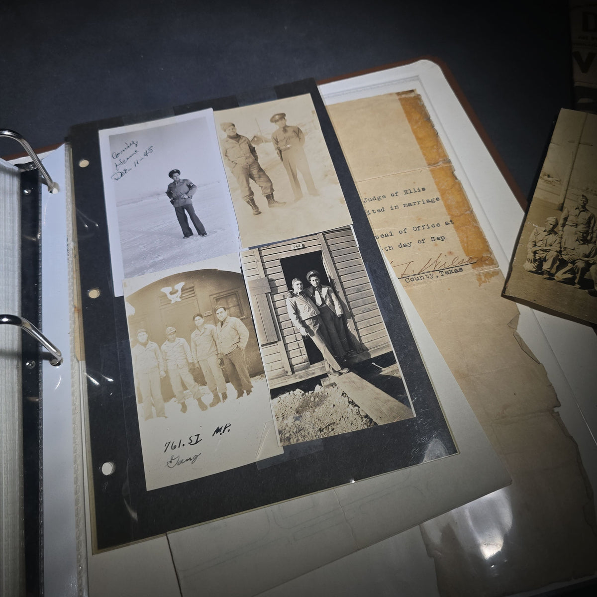 Vintage Mexican-American Family Photo Album and Scrapbook, Barron and Lira Families, Caldwell, Texas, Circa 1930s-1950s, Including Photographs, Marriage Certificate, Newspaper Clippings, and Ephemera