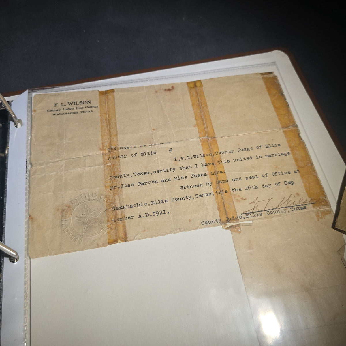 Vintage Mexican-American Family Photo Album and Scrapbook, Barron and Lira Families, Caldwell, Texas, Circa 1930s-1950s, Including Photographs, Marriage Certificate, Newspaper Clippings, and Ephemera