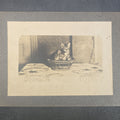 Lot 161 - Antique Board-Mounted Photograph of Two Tabby Kittens in a Wicker Basket on a Tablecloth, 6" W x 4-1/2" H