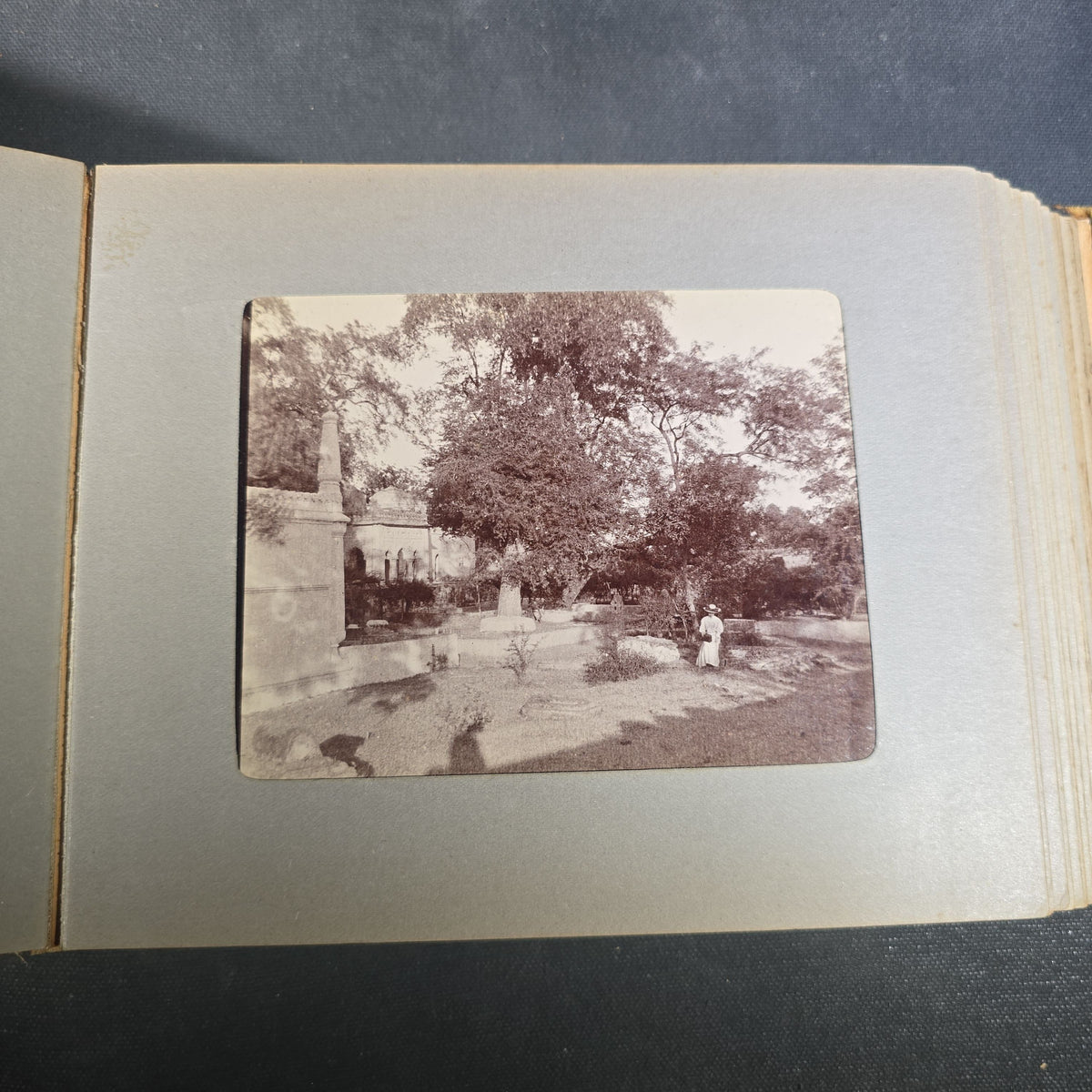 Antique Photo Album of British India Photographs including Dogs, Colonial Architecture, Encampments, and Monuments