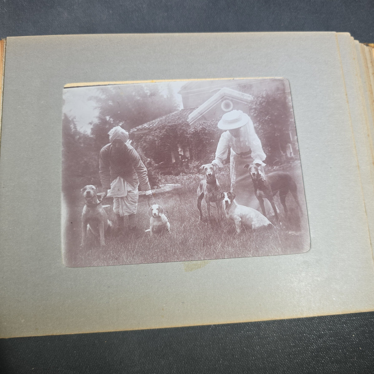 Antique Photo Album of British India Photographs including Dogs, Colonial Architecture, Encampments, and Monuments
