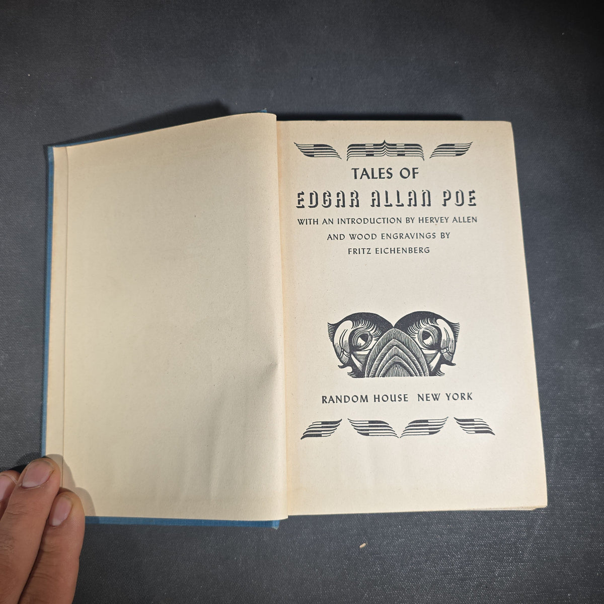 "Tales of Edgar Allan Poe" Vintage Illustrated Fiction Book by Edgar Allan Poe, Introduction by Hervey Allen, Wood Engravings by Fritz Eichenberg, Published by Random House, New York, 1944