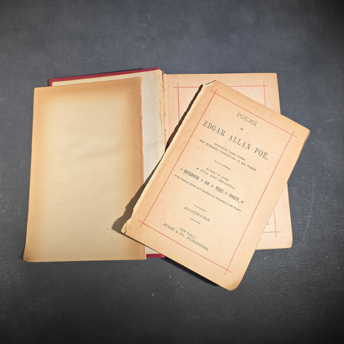 "Poems of Edgar Allan Poe" Antique Poetry Book by Edgar Allan Poe, Copyright 1882 by Henry L. Williams, Published by Hurst & Co., New York