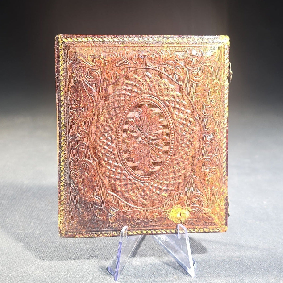 Antique 1/6th Plate Daguerreotype Photograph of a Woman Wearing a Bonnet and Shawl in Half Leatherette Case