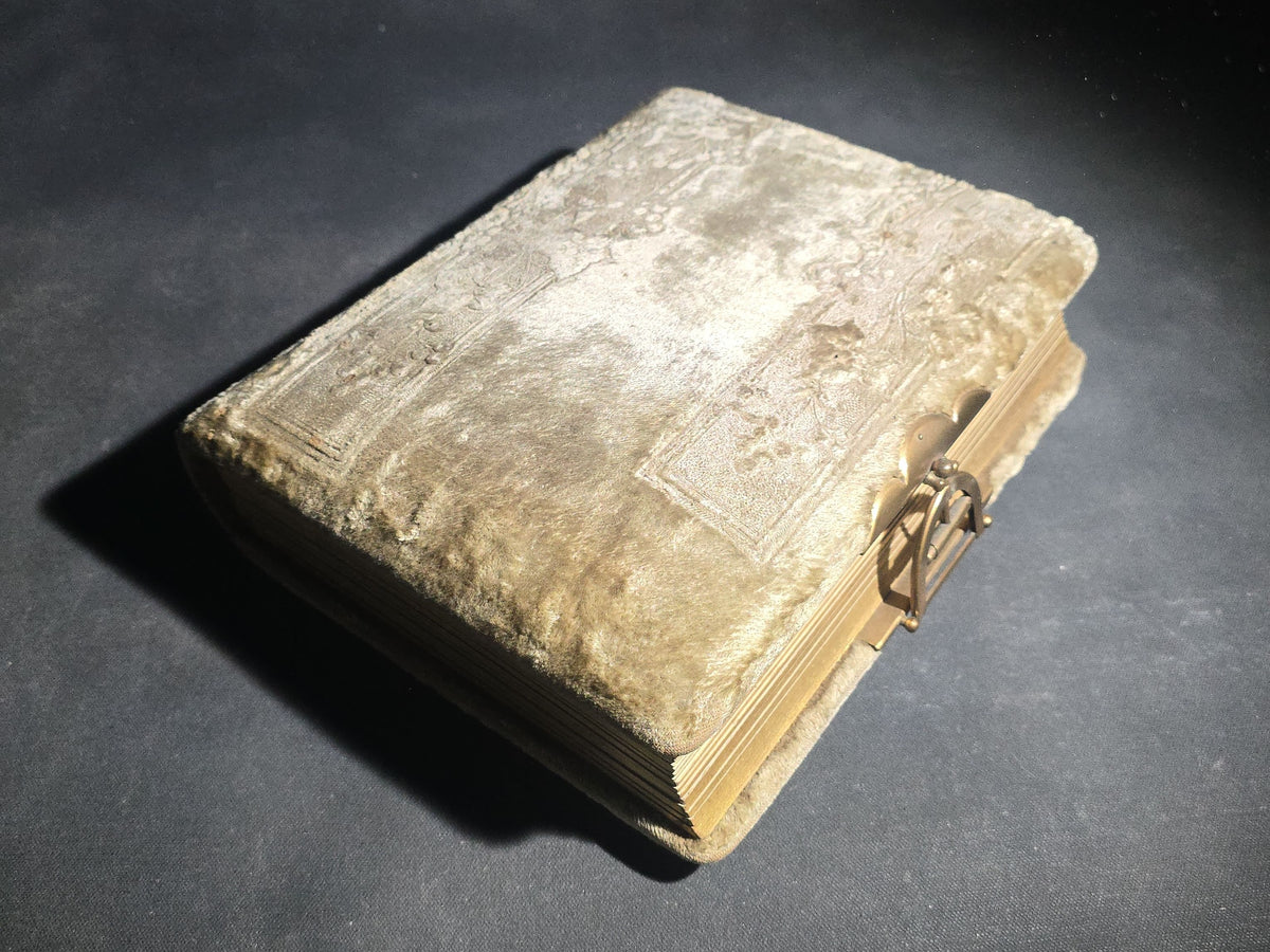 Antique Victorian Velvet Cover Photograph Album Containing Cabinet Card and C.D.V. Portraits, Mostly from Vermont, including Members of the Parker and Wight Families, Some Identified
