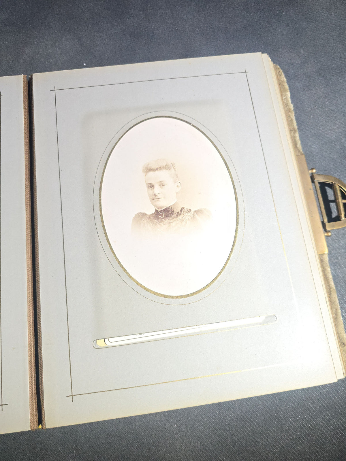 Antique Victorian Velvet Cover Photograph Album Containing Cabinet Card and C.D.V. Portraits, Mostly from Vermont, including Members of the Parker and Wight Families, Some Identified