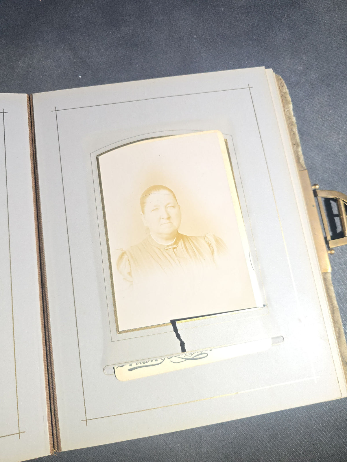 Antique Victorian Velvet Cover Photograph Album Containing Cabinet Card and C.D.V. Portraits, Mostly from Vermont, including Members of the Parker and Wight Families, Some Identified