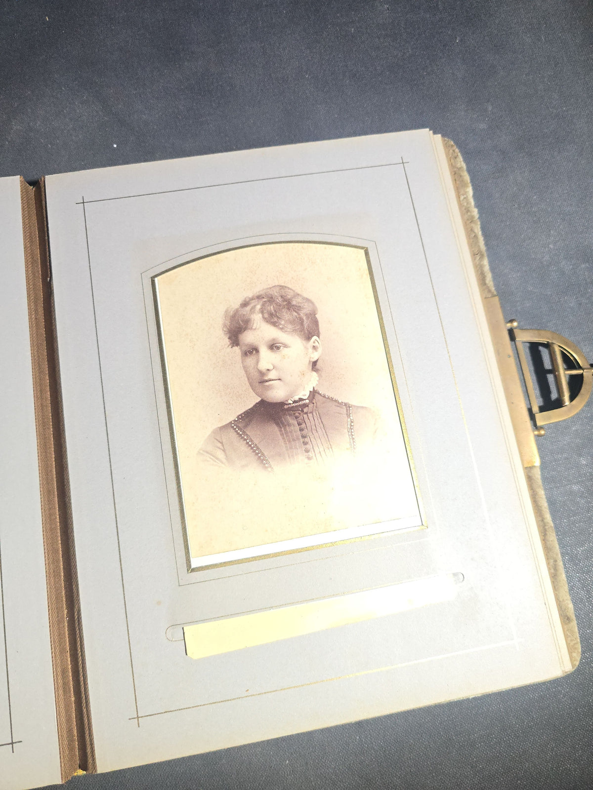 Antique Victorian Velvet Cover Photograph Album Containing Cabinet Card and C.D.V. Portraits, Mostly from Vermont, including Members of the Parker and Wight Families, Some Identified