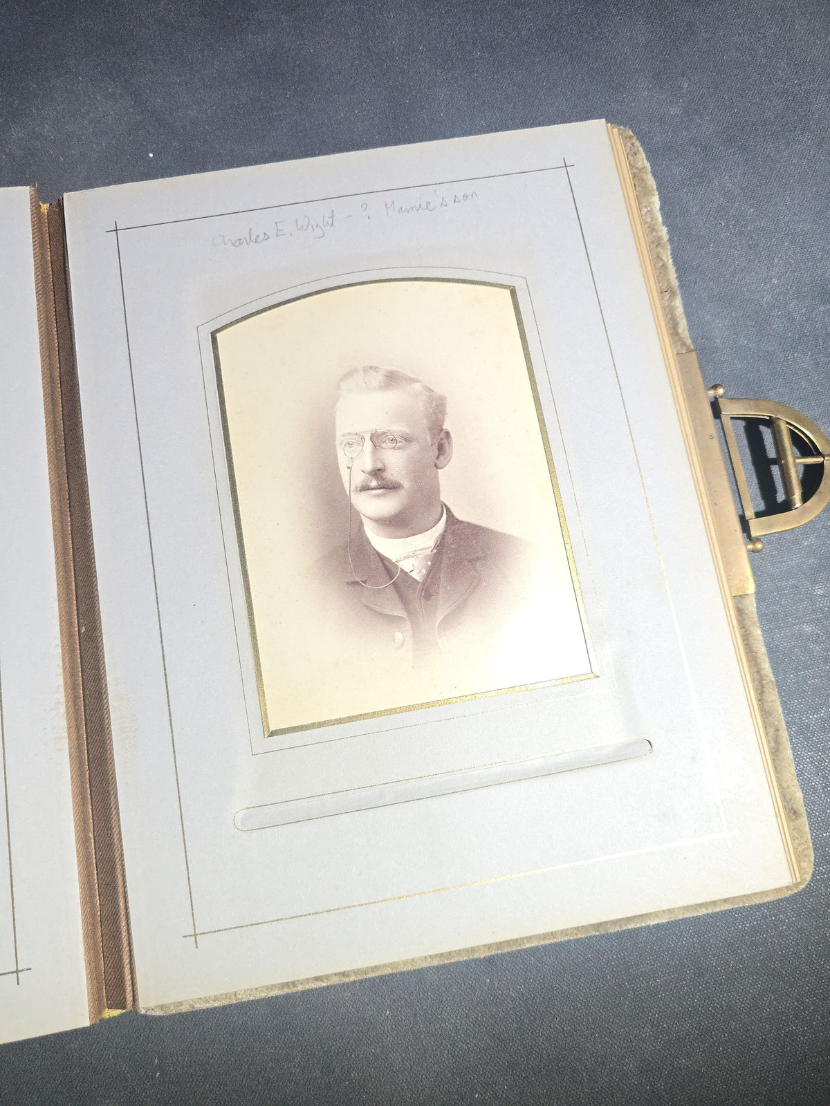 Antique Victorian Velvet Cover Photograph Album Containing Cabinet Card and C.D.V. Portraits, Mostly from Vermont, including Members of the Parker and Wight Families, Some Identified