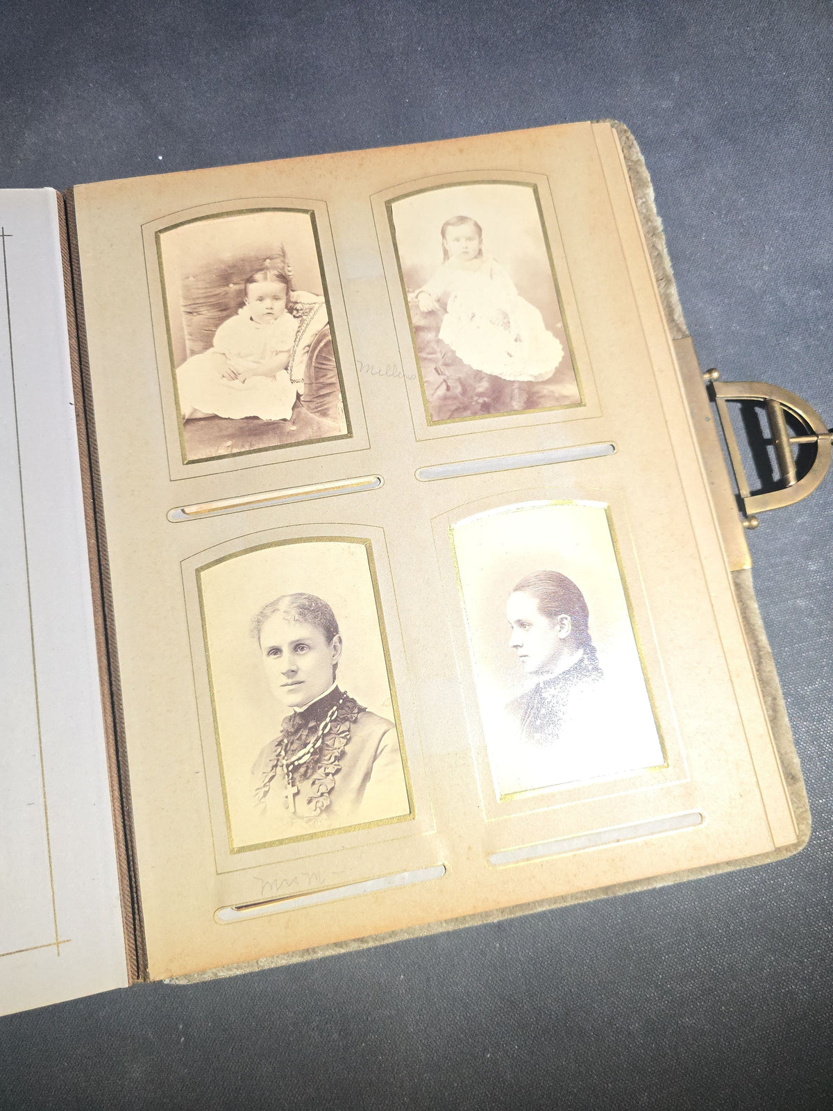 Antique Victorian Velvet Cover Photograph Album Containing Cabinet Card and C.D.V. Portraits, Mostly from Vermont, including Members of the Parker and Wight Families, Some Identified