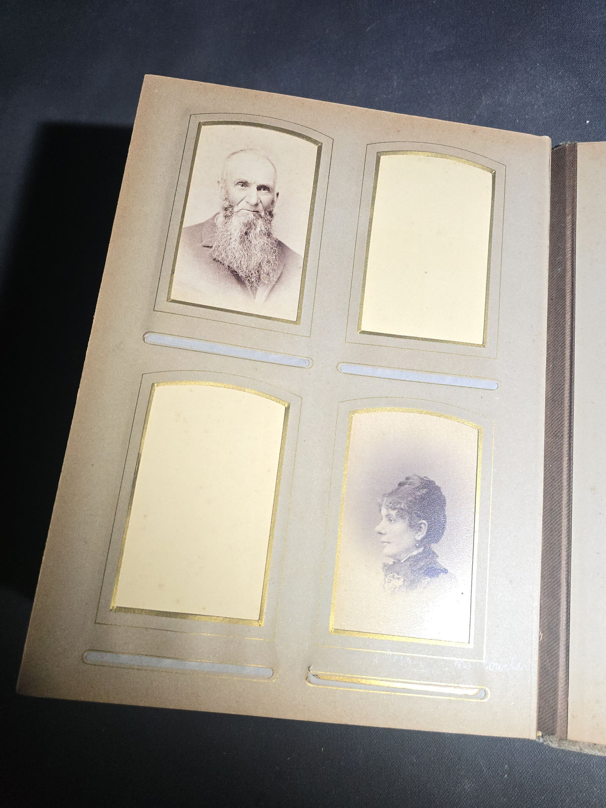 Antique Victorian Velvet Cover Photograph Album Containing Cabinet Card and C.D.V. Portraits, Mostly from Vermont, including Members of the Parker and Wight Families, Some Identified