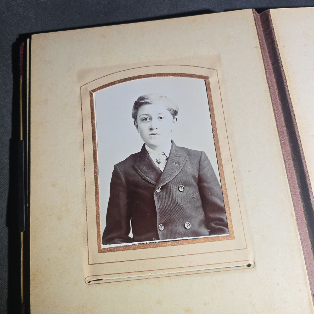 Antique Victorian Celluloid Cover Cabinet Card and C.D.V. Photograph Album with Two Women Among Tulips