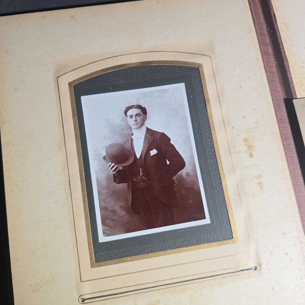 Antique Victorian Celluloid Cover Cabinet Card and C.D.V. Photograph Album with Two Women Among Tulips