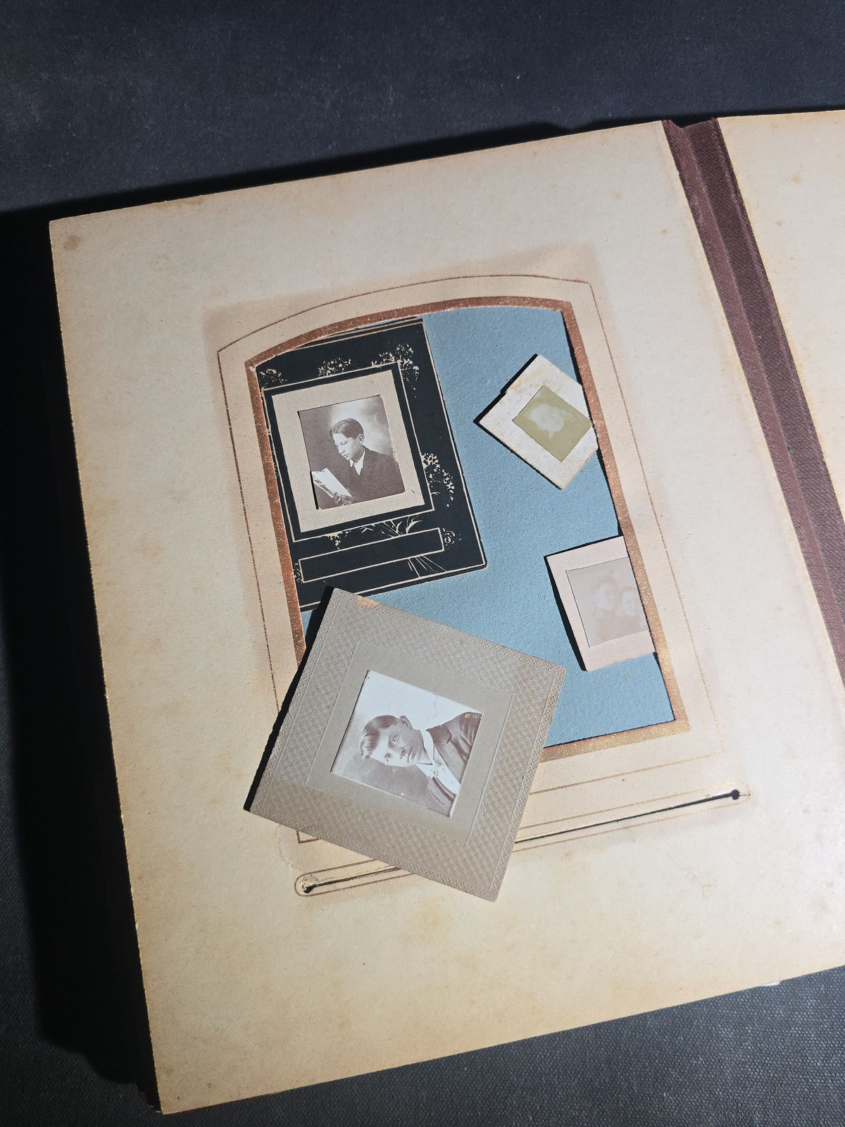 Antique Victorian Celluloid Cover Cabinet Card and C.D.V. Photograph Album with Two Women Among Tulips