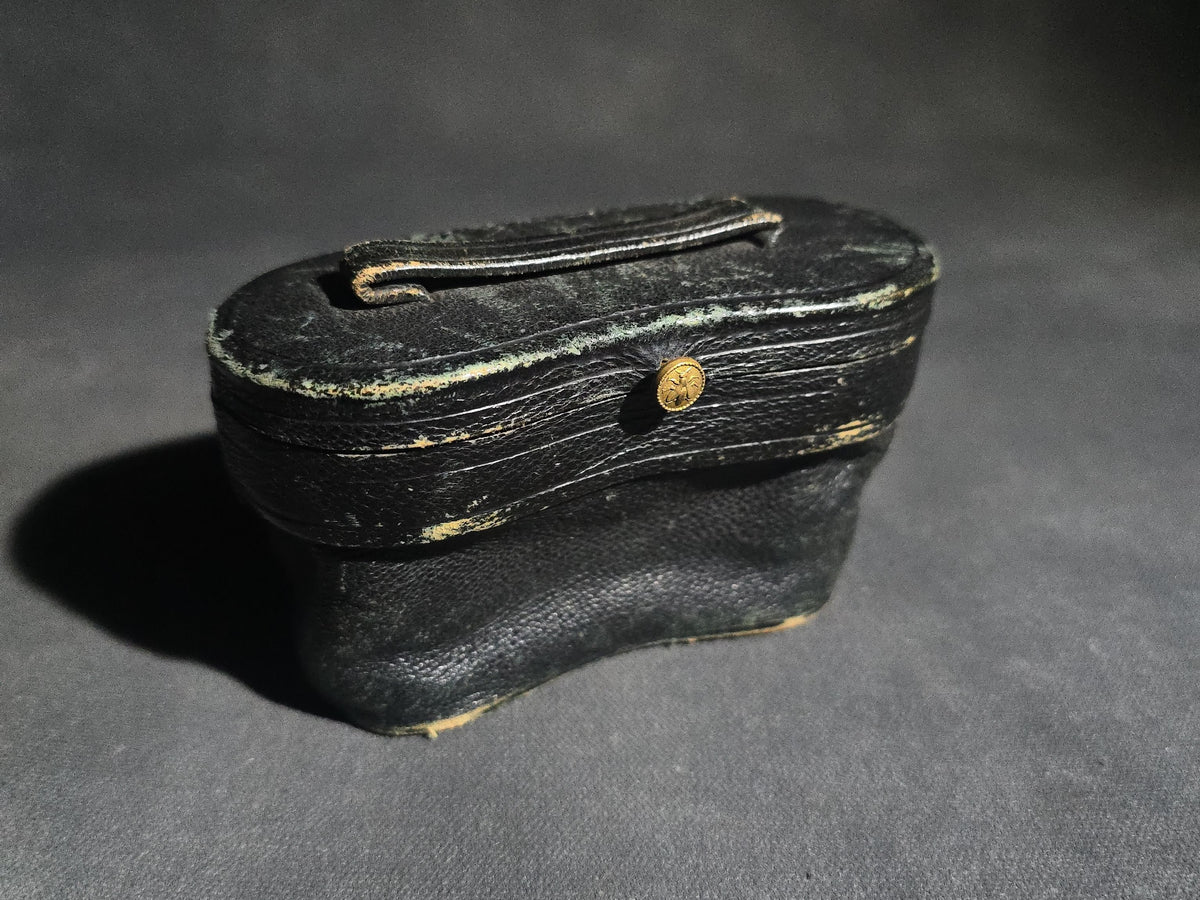 Antique Lemaire Ft Paris Mother of Pearl and Brass Opera Glasses in Leather Case, Note Missing One Eyepiece Lens and End Cap
