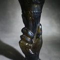 Lot 124 - Antique Dark Olive Green Glass Hand Vase with Pontil Mark, 8-1/2" H