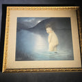 Lot 030 - Antique Framed "September Moon" Chromolithograph Print by G. G. Drayton, No. 2525, Published by Campbell Art Company, New York, Verse Copyrighted 1913, 13-3/4" W x 11-7/8" H