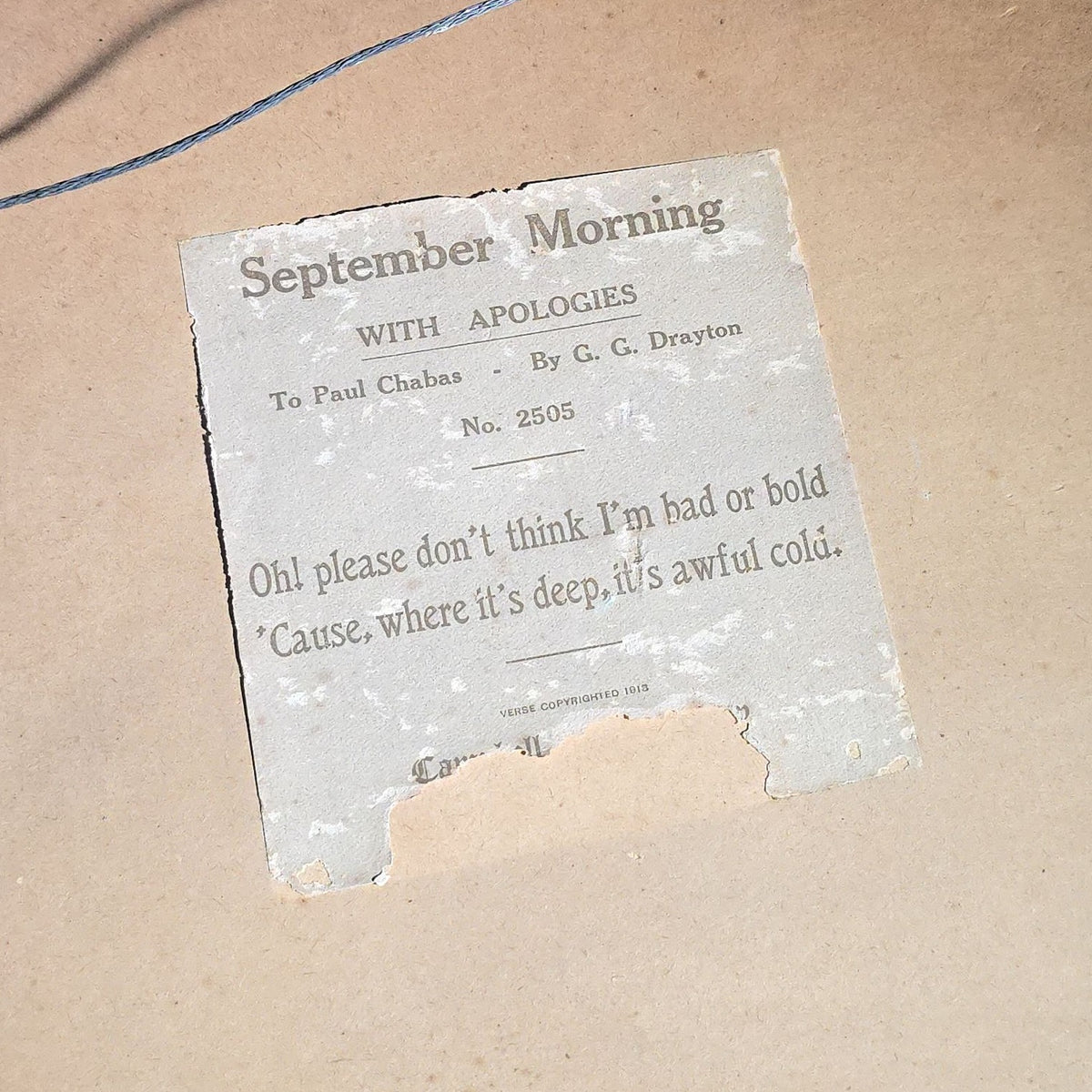 Antique Framed "September Morning With Apologies To Paul Chabas" Chromolithograph Print by G. G. Drayton, No. 2505, Published by Campbell Art Co., Elizabeth, New Jersey, Copyright 1913