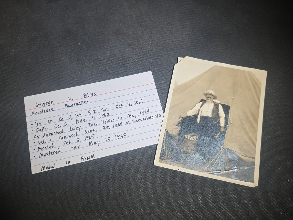Grouping of Antique Carte De Visite C.D.V. and Cabinet Card Photographs of Civil War Veterans and Rhode Island Military Figures with Handwritten Biographical Research Notes