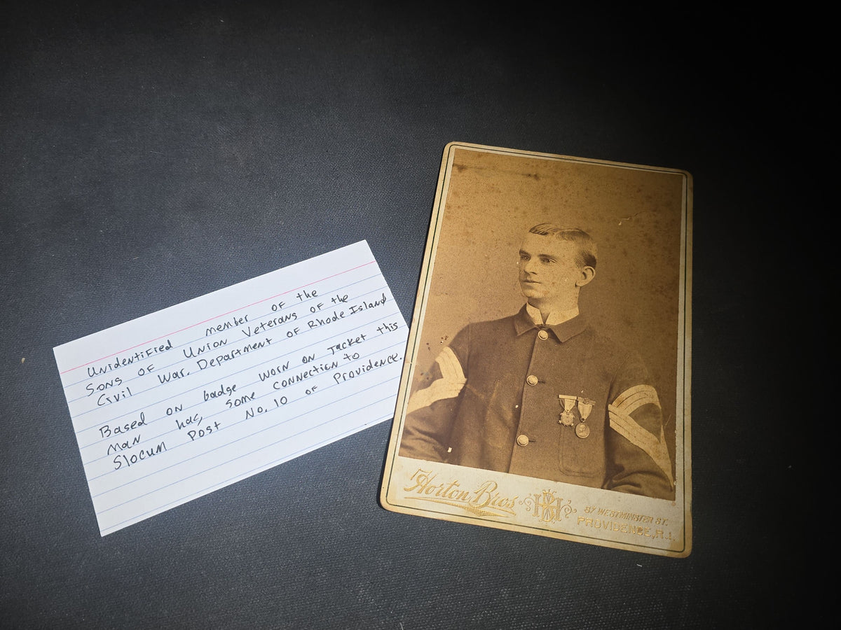Grouping of Antique Carte De Visite C.D.V. and Cabinet Card Photographs of Civil War Veterans and Rhode Island Military Figures with Handwritten Biographical Research Notes