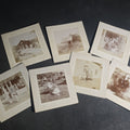 Lot 019 - Grouping of Seven Antique Board-Mounted Photographs Including Homes, Log Cabin, Children with Dog, and Band Director with Brass Instrument, Proctor, Vermont, Circa 1880s-1890s