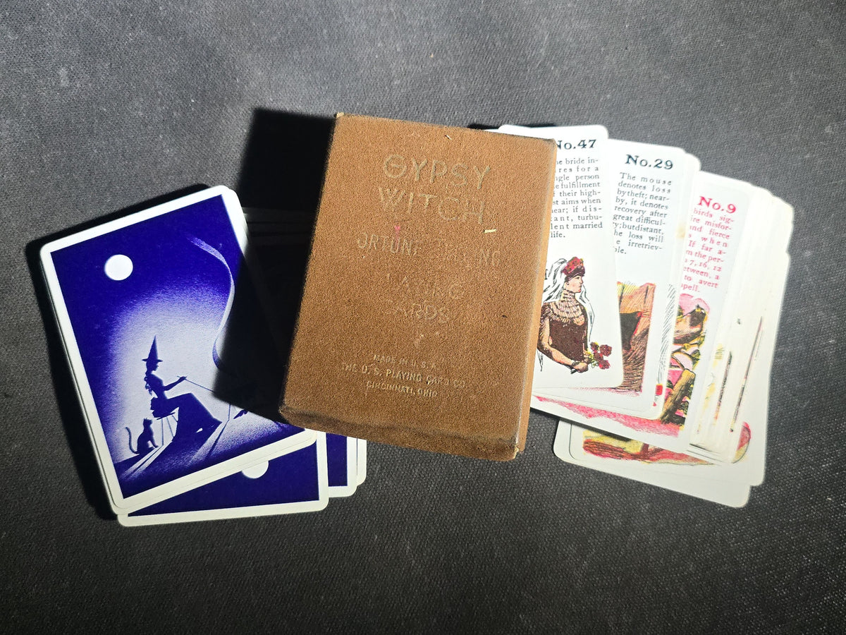Vintage Gypsy Witch Fortune Telling Playing Cards in Box, Manufactured by The U.S. Playing Card Co., Cincinnati, Ohio, Missing One Card