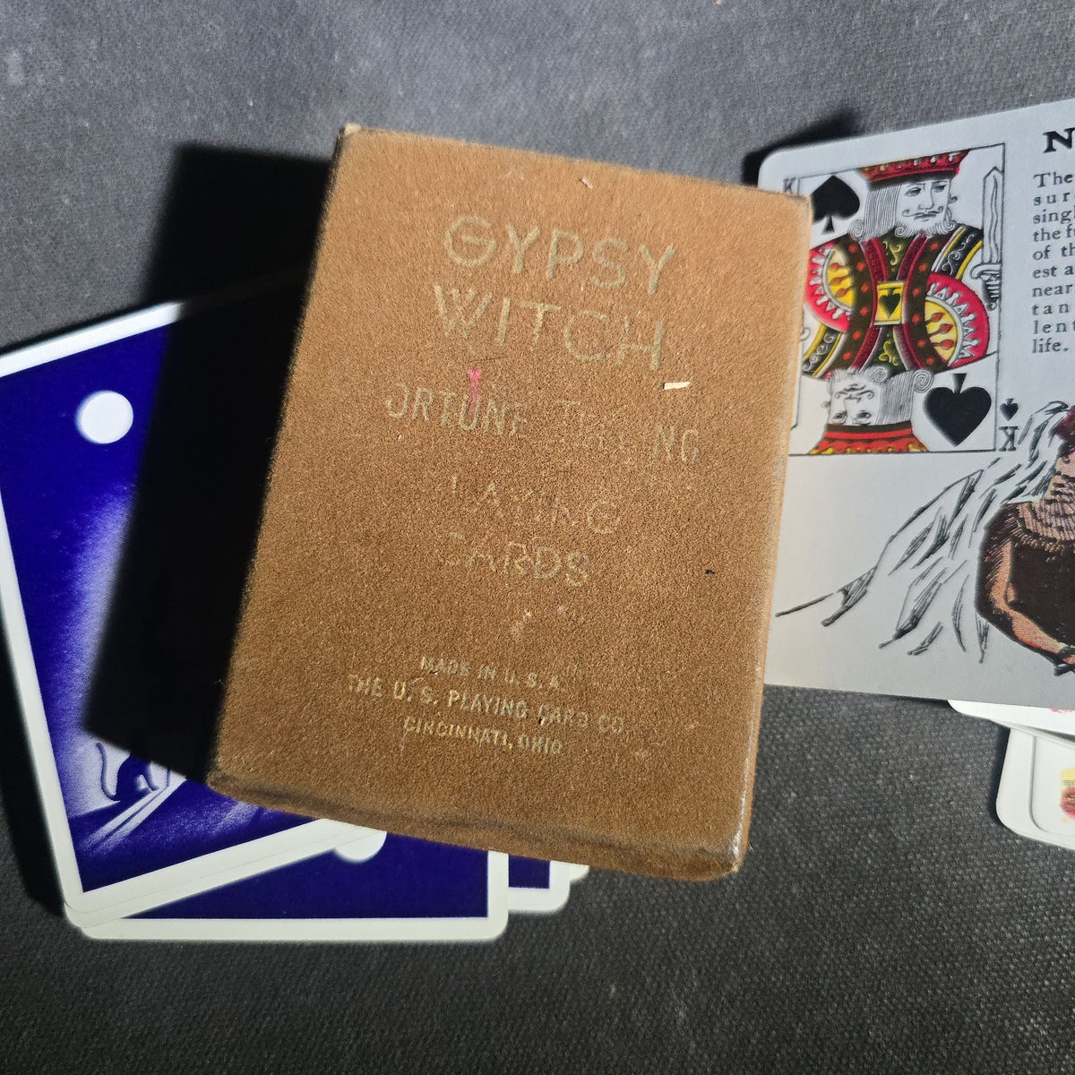 Vintage Gypsy Witch Fortune Telling Playing Cards in Box, Manufactured by The U.S. Playing Card Co., Cincinnati, Ohio, Missing One Card
