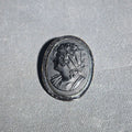 Lot 006 - Antique Black Mourning Cameo Brooch with Classical Profile Portrait, 1-1/8" W x 1-1/2" H