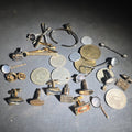 Lot 160 - Grouping of Vintage Men's Jewelry and Mongolian Coins Including Cufflinks, Tie Bars, Collar Pins, and Shirt Studs