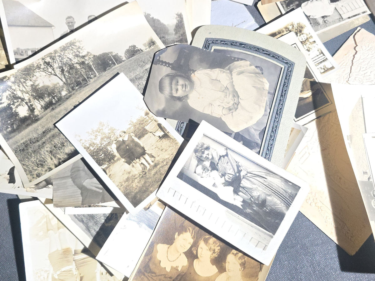 Grouping of Antique and Vintage Snapshot Photographs and Ephemera including Beach Goers, Soldiers, Family Portraits, and a Handwritten Poem, Inscribed Chesterfield, Massachusetts