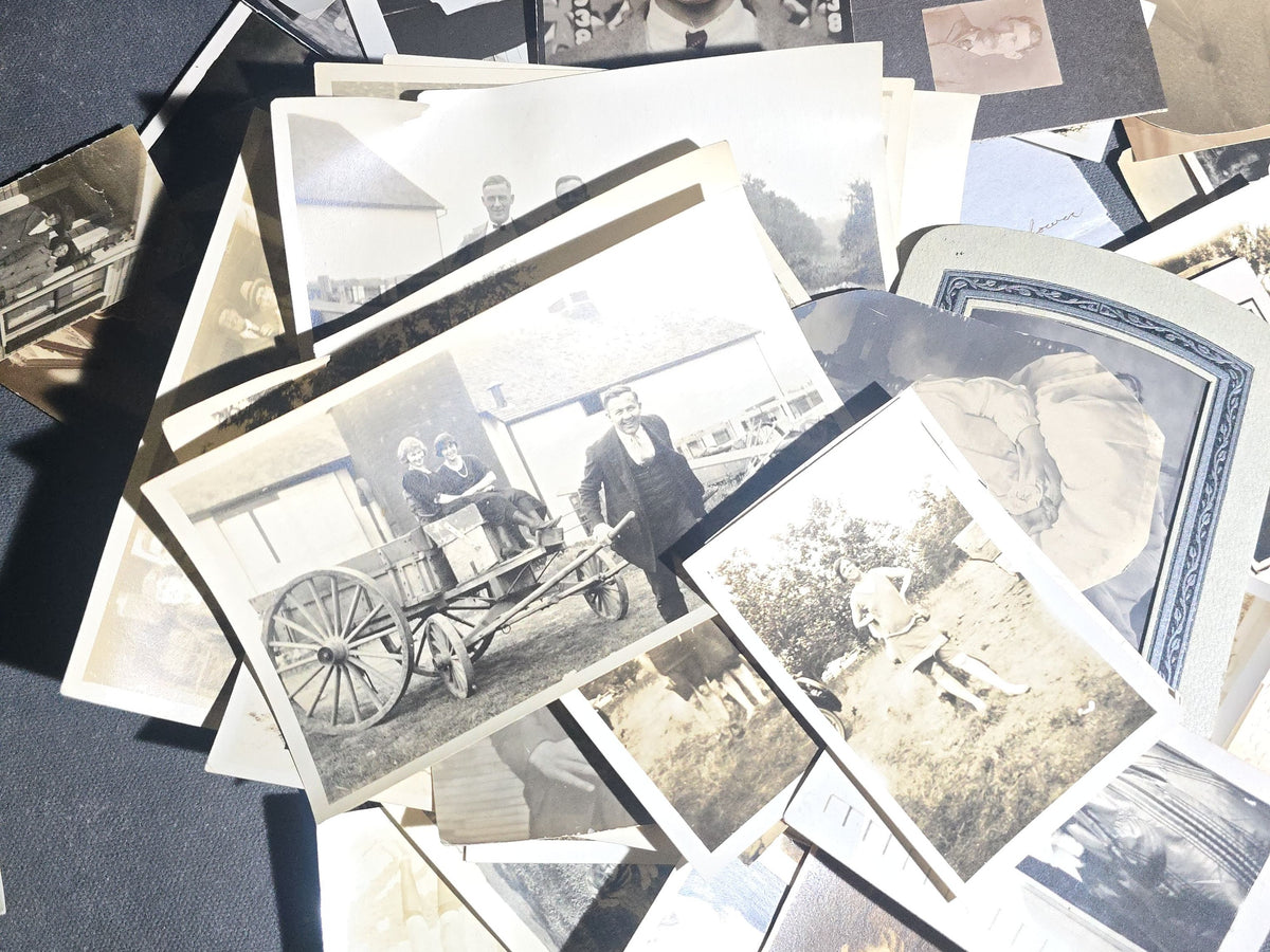 Grouping of Antique and Vintage Snapshot Photographs and Ephemera including Beach Goers, Soldiers, Family Portraits, and a Handwritten Poem, Inscribed Chesterfield, Massachusetts