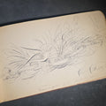 Lot 066 - Antique 1880s Leather-Bound Autograph Book Belonging to J. U. Beam with Calligraphic Bird Drawing, Signatures from Farmington, New Hampshire and Wellesley, Massachusetts, 6-3/4" W