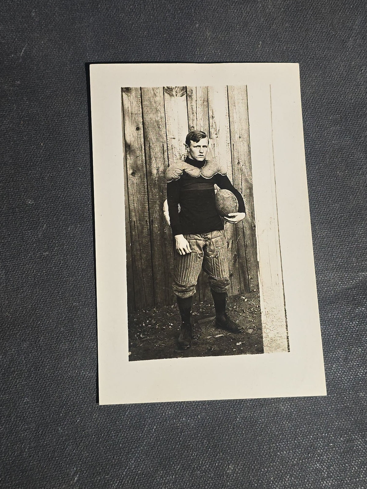 Grouping of Five Antique Sports Photographs including Three Real Photo Postcards R.P.P.C. of Early Football Players, Board-Mounted Football Player Portrait, and Board-Mounted Tennis Players Jessie Weston McGill and Nellie Jackson McWilliam