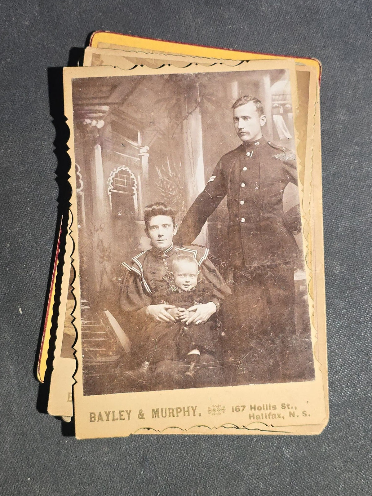 Grouping of 22 Antique Cabinet Card Photographs including Military Portraits, Clergy, Memorial Card, and Architectural Views, Photographed by Bayley & Murphy, Halifax, Nova Scotia and Others