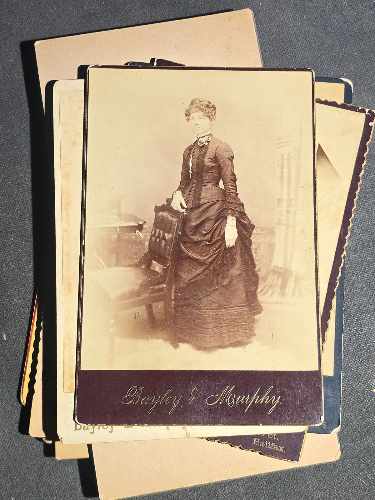 Grouping of 22 Antique Cabinet Card Photographs including Military Portraits, Clergy, Memorial Card, and Architectural Views, Photographed by Bayley & Murphy, Halifax, Nova Scotia and Others