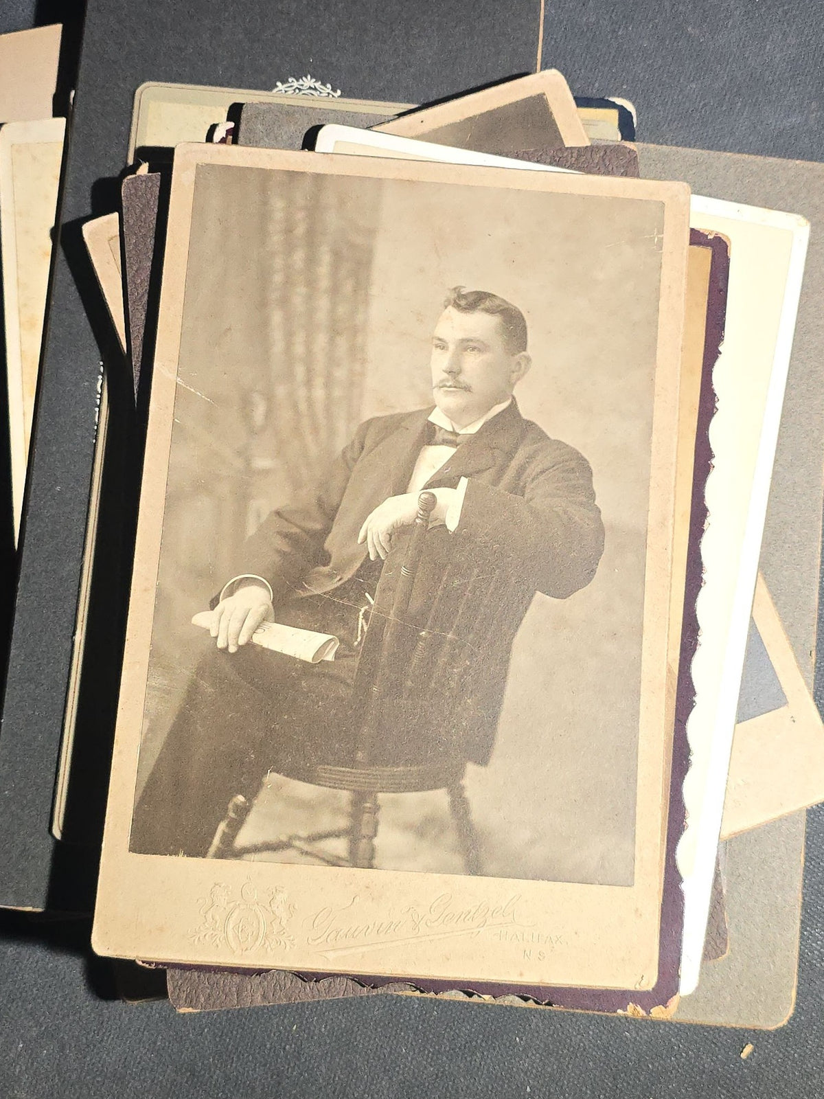 Grouping of 22 Antique Cabinet Card Photographs including Military Portraits, Clergy, Memorial Card, and Architectural Views, Photographed by Bayley & Murphy, Halifax, Nova Scotia and Others