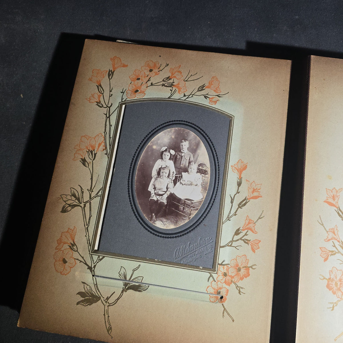 Antique Victorian Celluloid Cover Photo Album with Woman Holding Fan on Cover, Containing Cabinet Card Photographs, C.D.V.s, and Snapshot Photographs