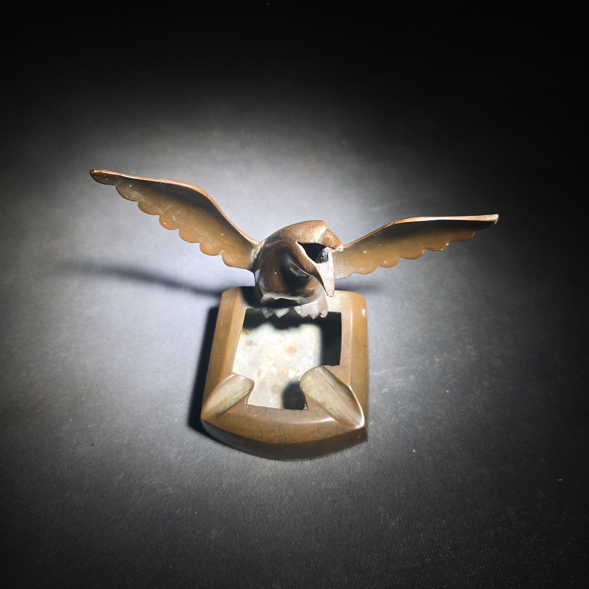 Vintage Bronze Figural Eagle Ashtray, Stamped India