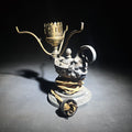 Lot 129 - Antique Cast Metal Aladdin Lamp Form Electric Table Lamp with Grotesque Face and Scrollwork on Weighted Base, 7-1/2" L