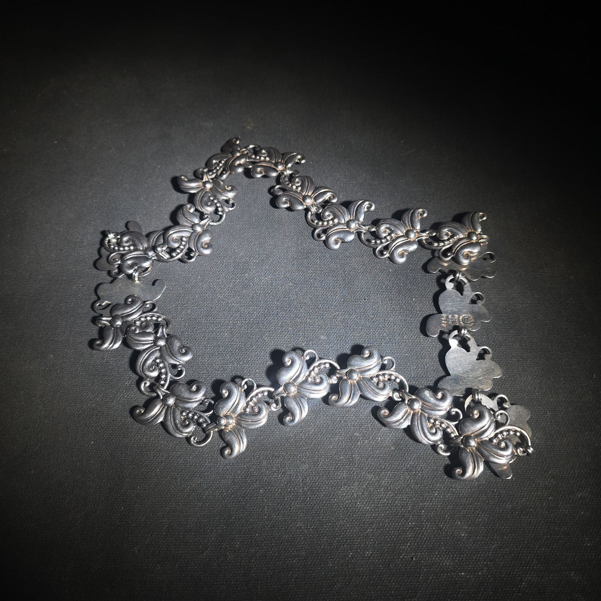 Vintage Sterling Silver Repousse Link Necklace, Design Number 5488, Margot de Taxco, Mexico