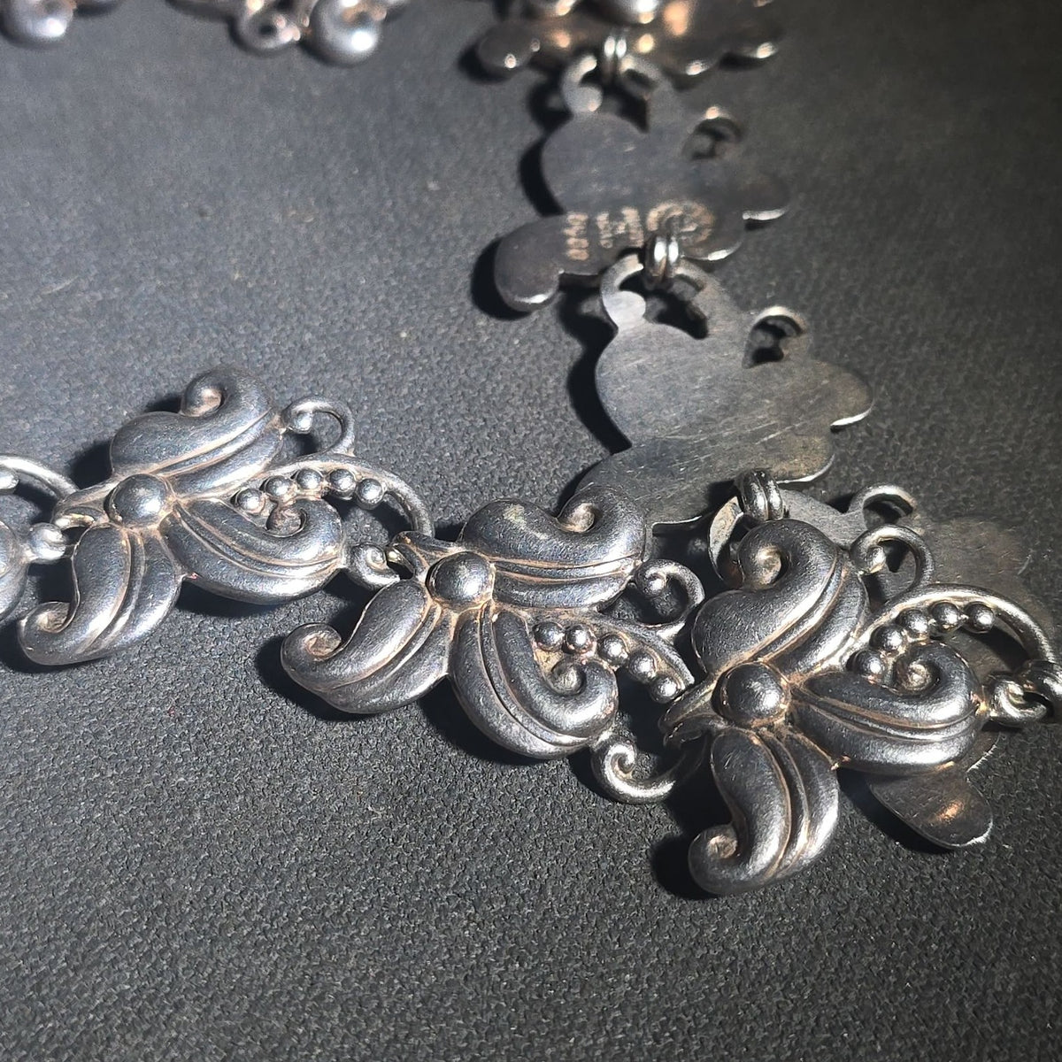 Vintage Sterling Silver Repousse Link Necklace, Design Number 5488, Margot de Taxco, Mexico