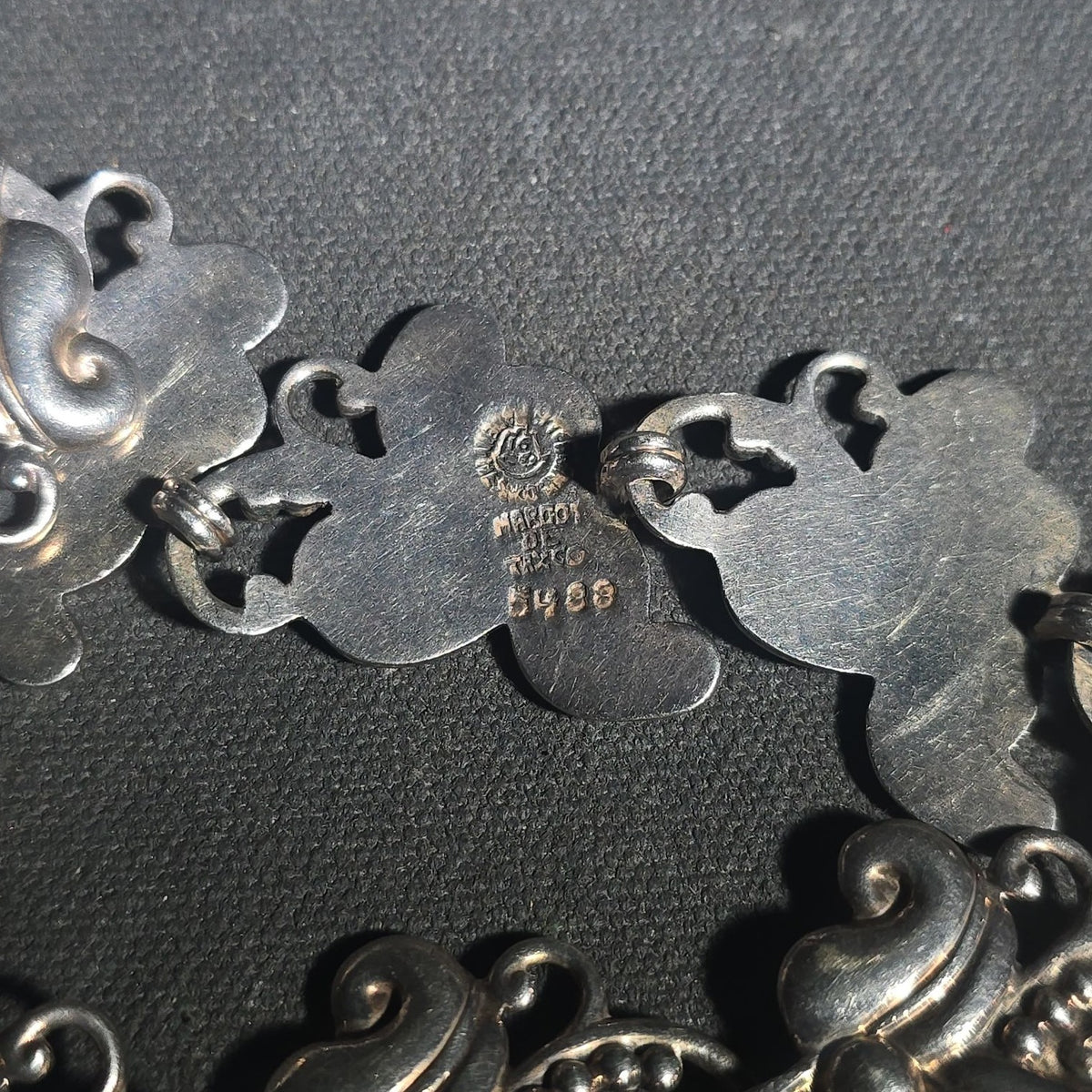 Vintage Sterling Silver Repousse Link Necklace, Design Number 5488, Margot de Taxco, Mexico