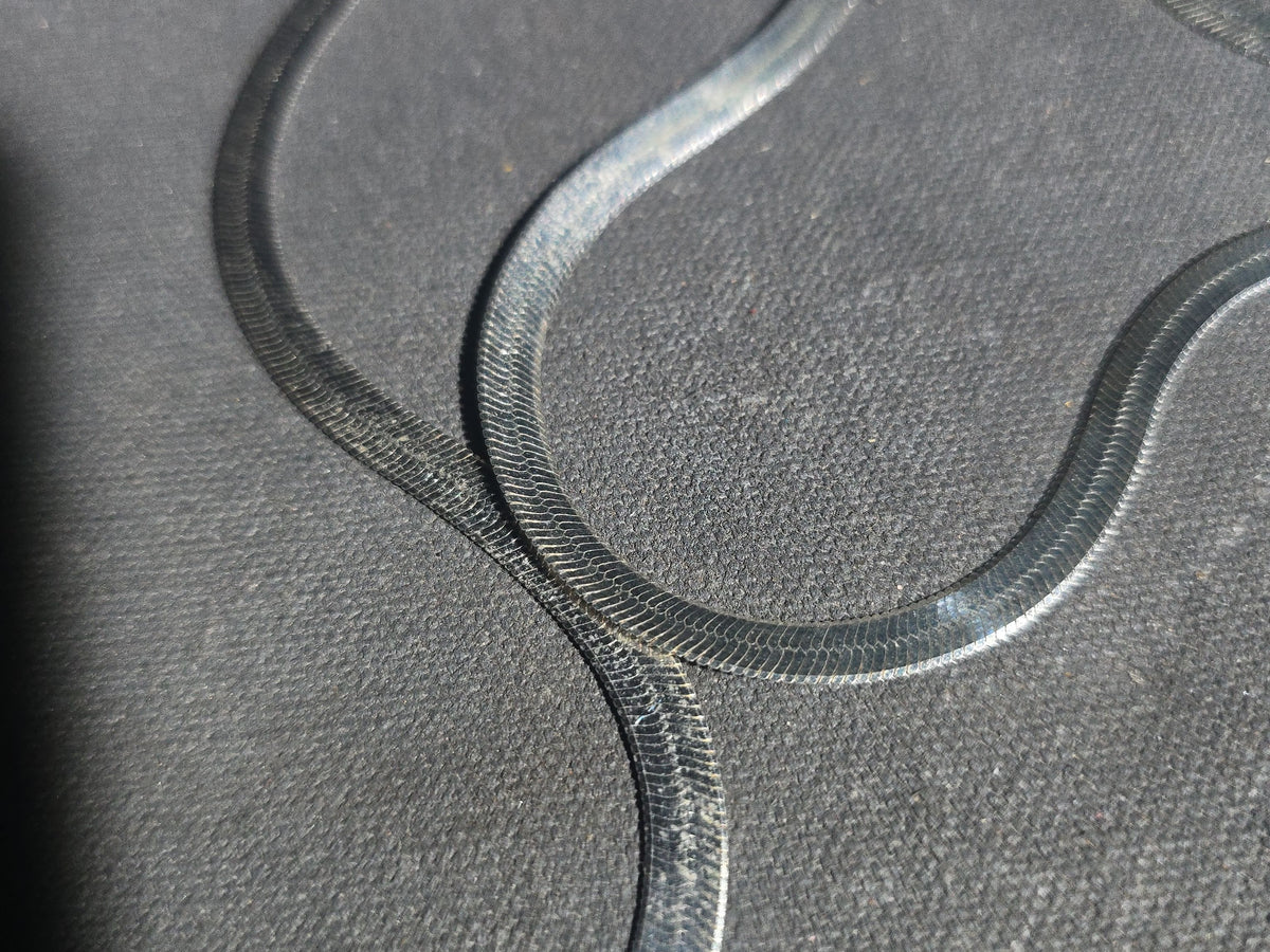 Pair of Vintage Sterling Silver Herringbone Chain Necklaces, Made in Italy by Milor