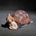 Lot 115 - Antique Bisque Porcelain Figural Turtle Trinket Box with Bathing Beauty Figure, 4" L