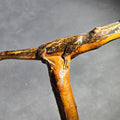 Lot 073 - Vintage Folk Art Carved and Painted Alligator Walking Cane with Open-Mouth Handle on Natural Branch Shaft, 30" L