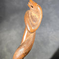 Lot 072 - Vintage Hand-Carved Wood Snake Walking Cane with Cobra Head and Intertwined Serpent Shaft, 36" L