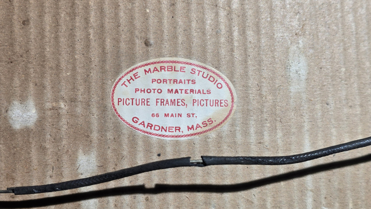 Antique Framed Panoramic Photograph of World War I Soldiers in Campaign Hats, The Marble Studio, Gardner, Massachusetts