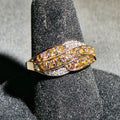 Lot 076 - 10k Gold Three-Row Swirl Design Diamond Ring, Size 6-1/2, Total Weight 4.10 g